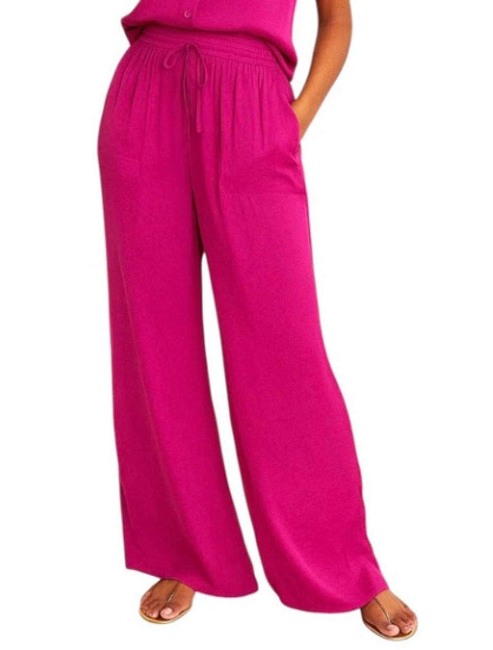 Joie Silky Wide Leg High Rise Pant Drawstring Pockets Pink Size Medium 4-10